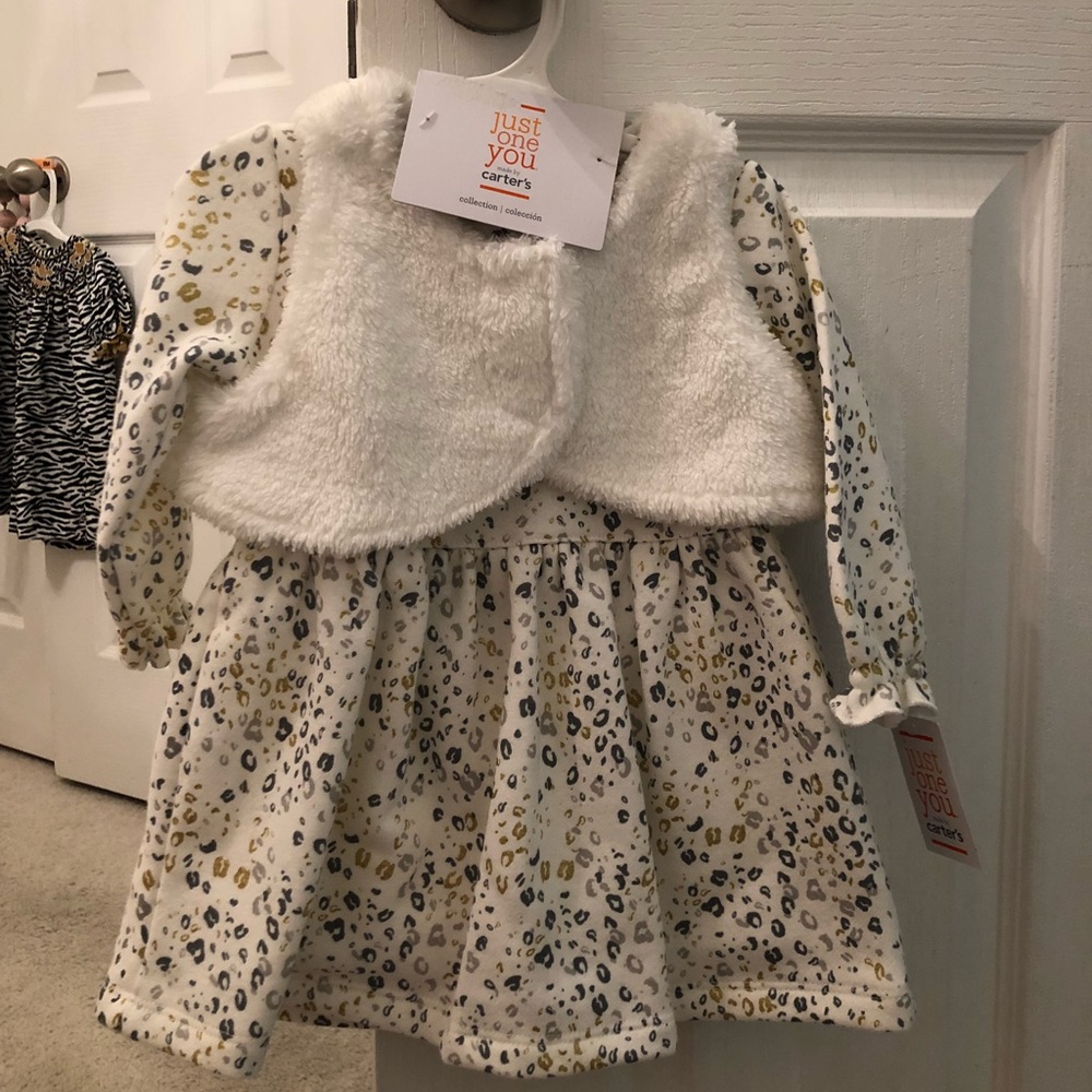 Toddler girls dress with fur jacket